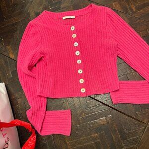 Aritzia Wilfred Free Pink Cardigan Button Up